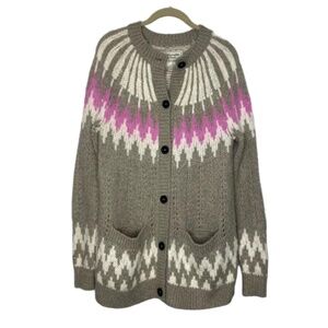 ABERCROMBIE & FITCH Nordic Fair Isle Alpine Wool Blend Cardigan Sweater S